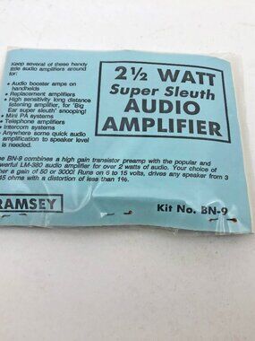Ramsey 2-1/2 Watt Super Sleuth Audio Amplifier Kit No BN-9